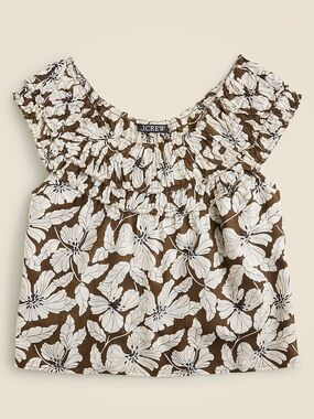 J.Crew Rosalie Top in Chocolate Floral Cotton Voile | XXL | EUC